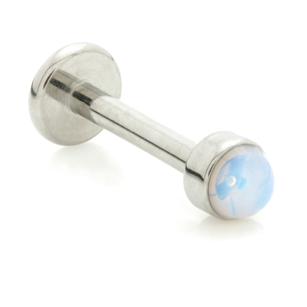 Ti Threadless Labret with Opalite Stone Bezel Attachment