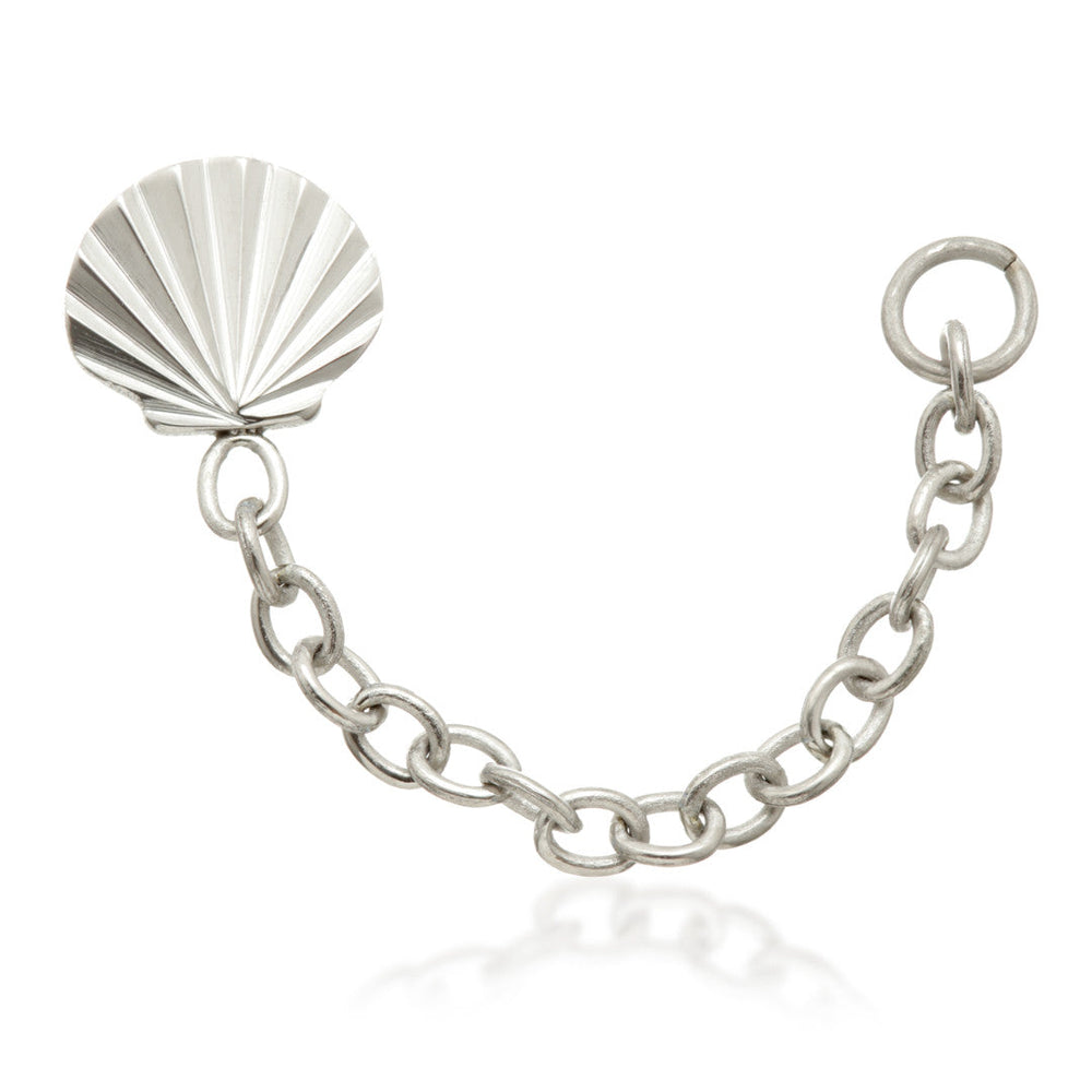 Ti Threadless Shell Attachment with Hanging Chain for Double Piercing