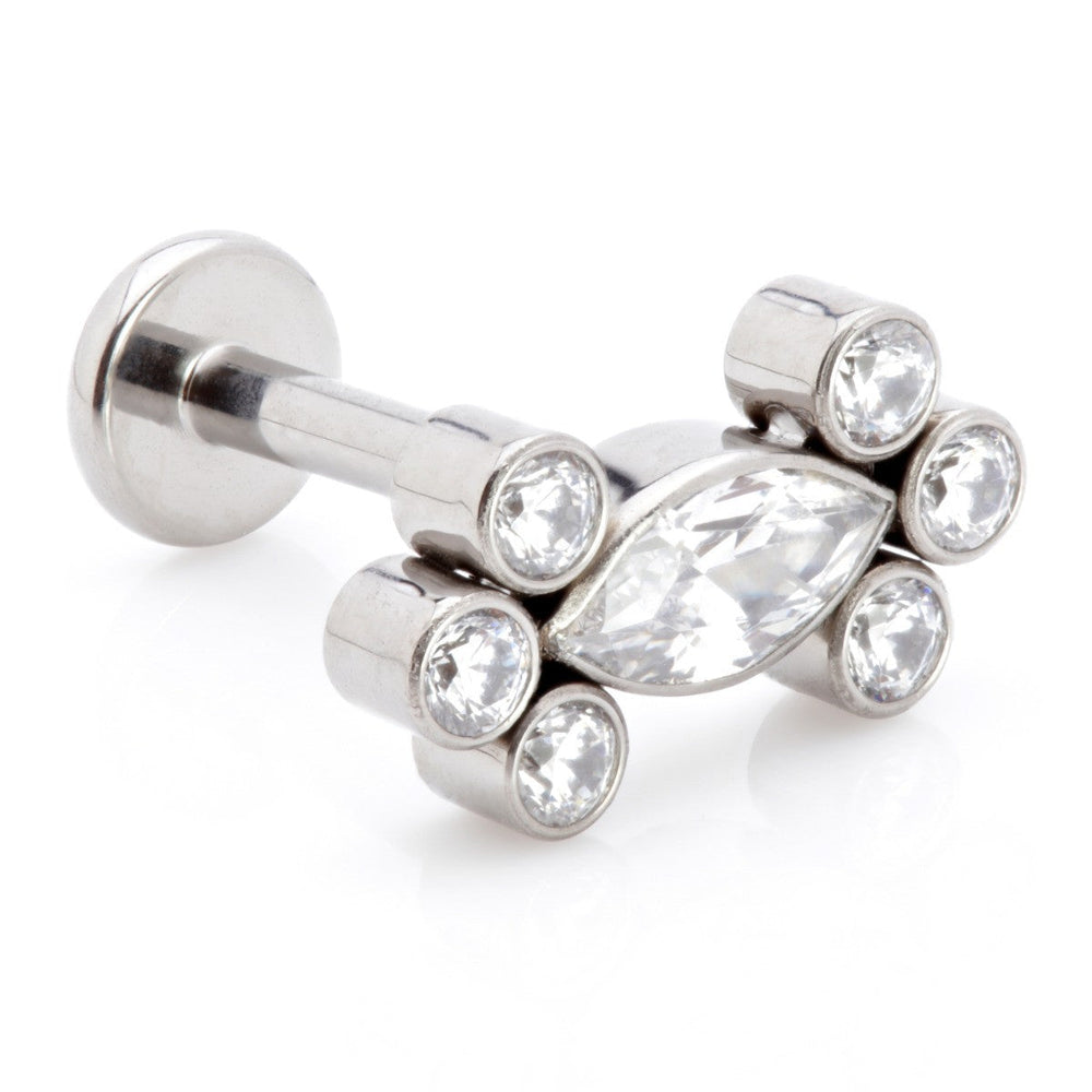 Ti Threadless Single Marquise with Double Tri Beads Labret