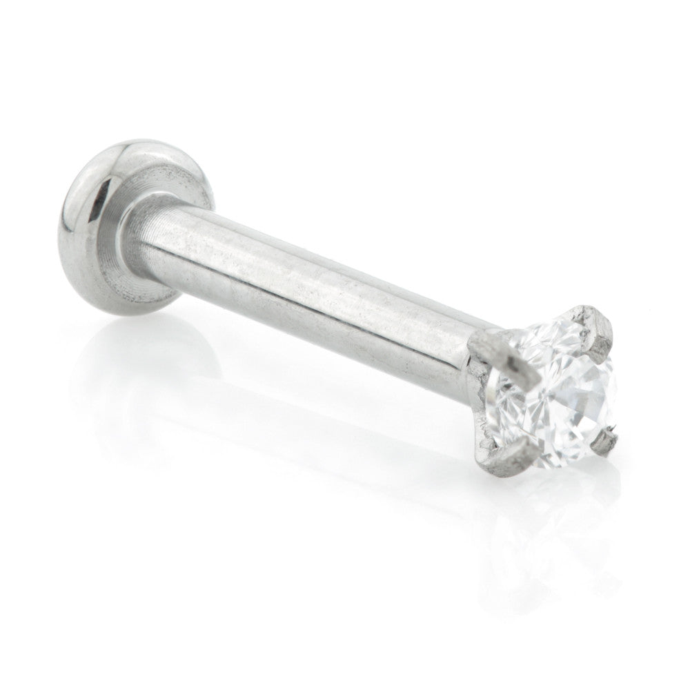 Ti Threadless Small Base Labret with Prong Set Gem
