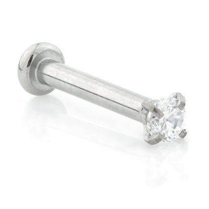 Ti Threadless Small Base Labret with Prong Set Gem