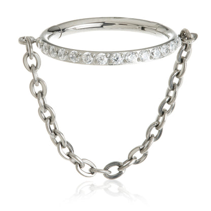 TiC Pave Gem Hinge Ring with Chain