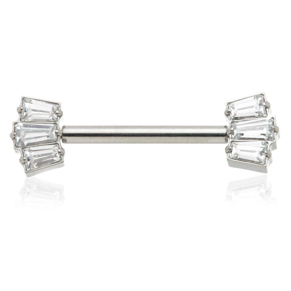 TiC Threadless Titanium Triple Baguette Nipple Bar