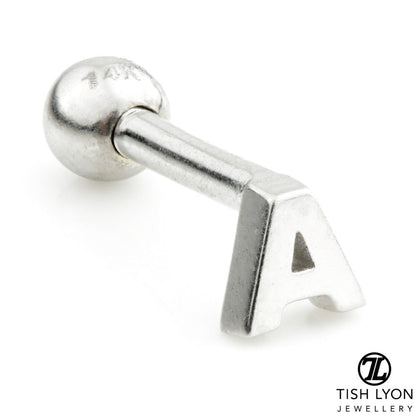 Micro Letter 14 Carat Solid Gold Barbell Earring