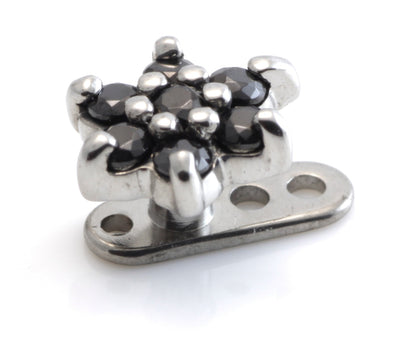 Titanium Internal Thread Anchor With Steel Gem Flower