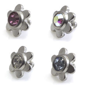 Titanium Internal Thread Jewelled Flower