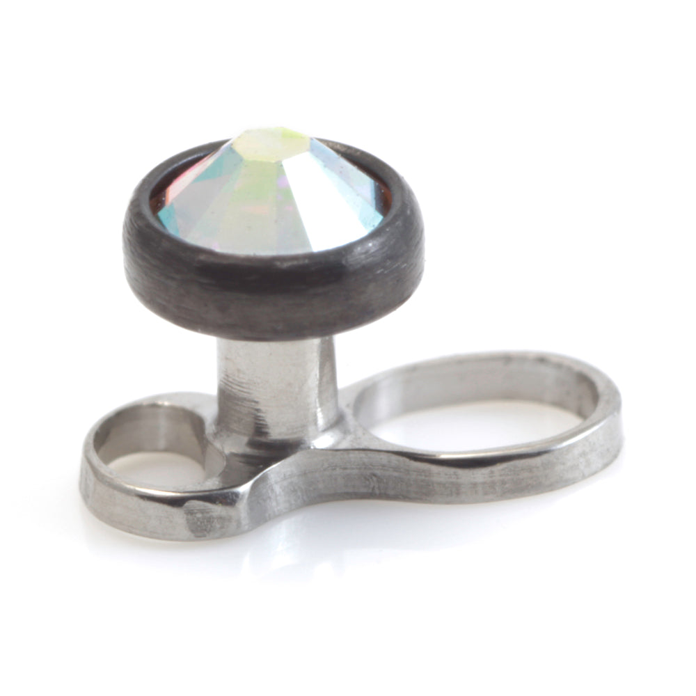 Titanium Internal Thread Micro Dermal Anchor with Evil Black Gem Disk