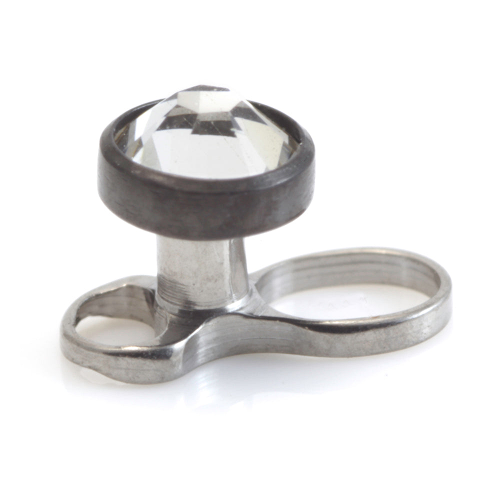 Titanium Internal Thread Micro Dermal Anchor with Evil Black Gem Disk