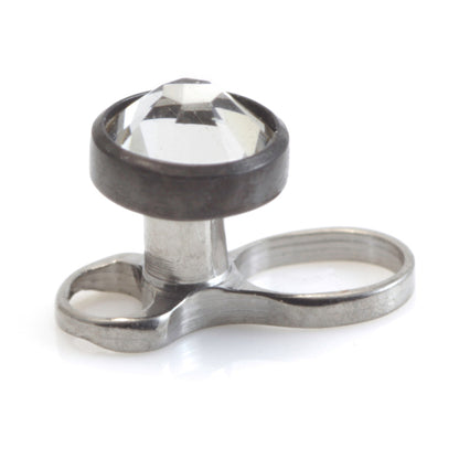 Titanium Internal Thread Micro Dermal Anchor with Evil Black Gem Disk