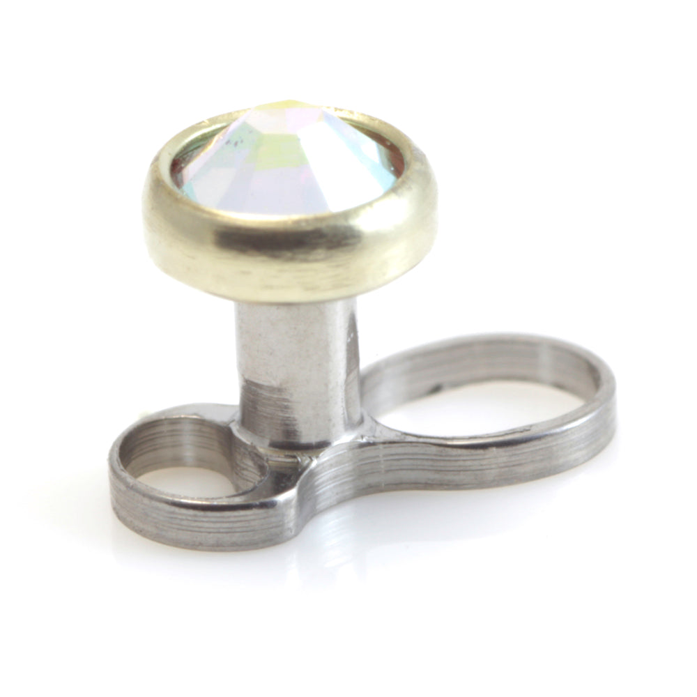 Titanium Internal Thread Micro Dermal Anchor with Zircon Gold Gem Disk ...
