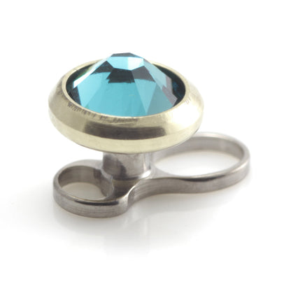 Titanium Internal Thread Micro Dermal Anchor with Zircon Gold Gem Disk