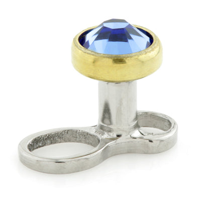 Titanium Internal Thread Micro Dermal Anchor with Zircon Gold Gem Disk