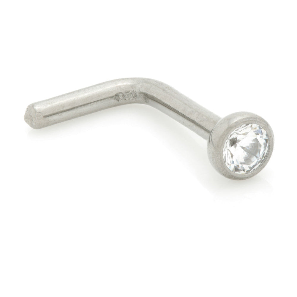 Titanium Jewelled L Shape Nose Stud