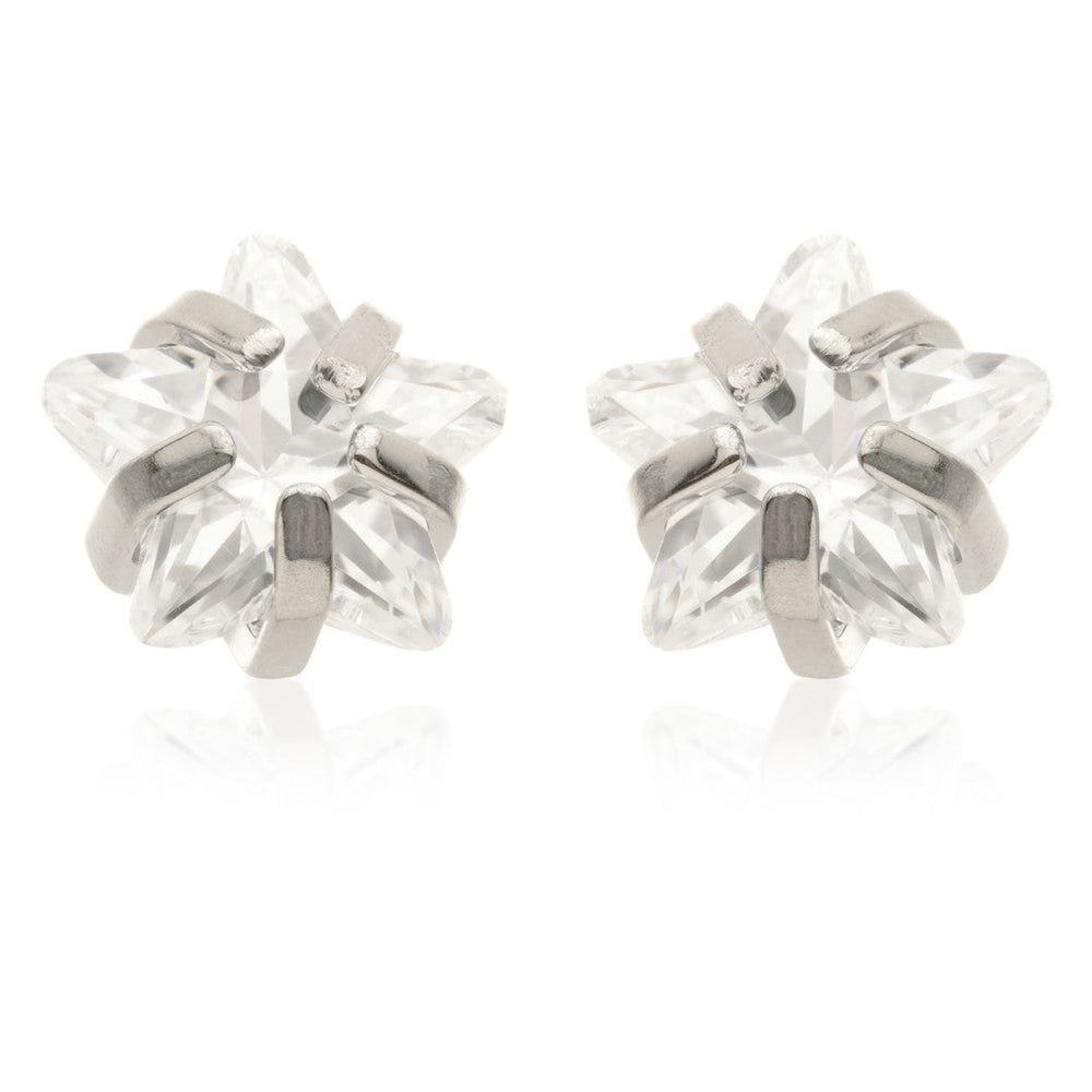 Titanium Prong-Set Jewelled Star Earrings (Pair)