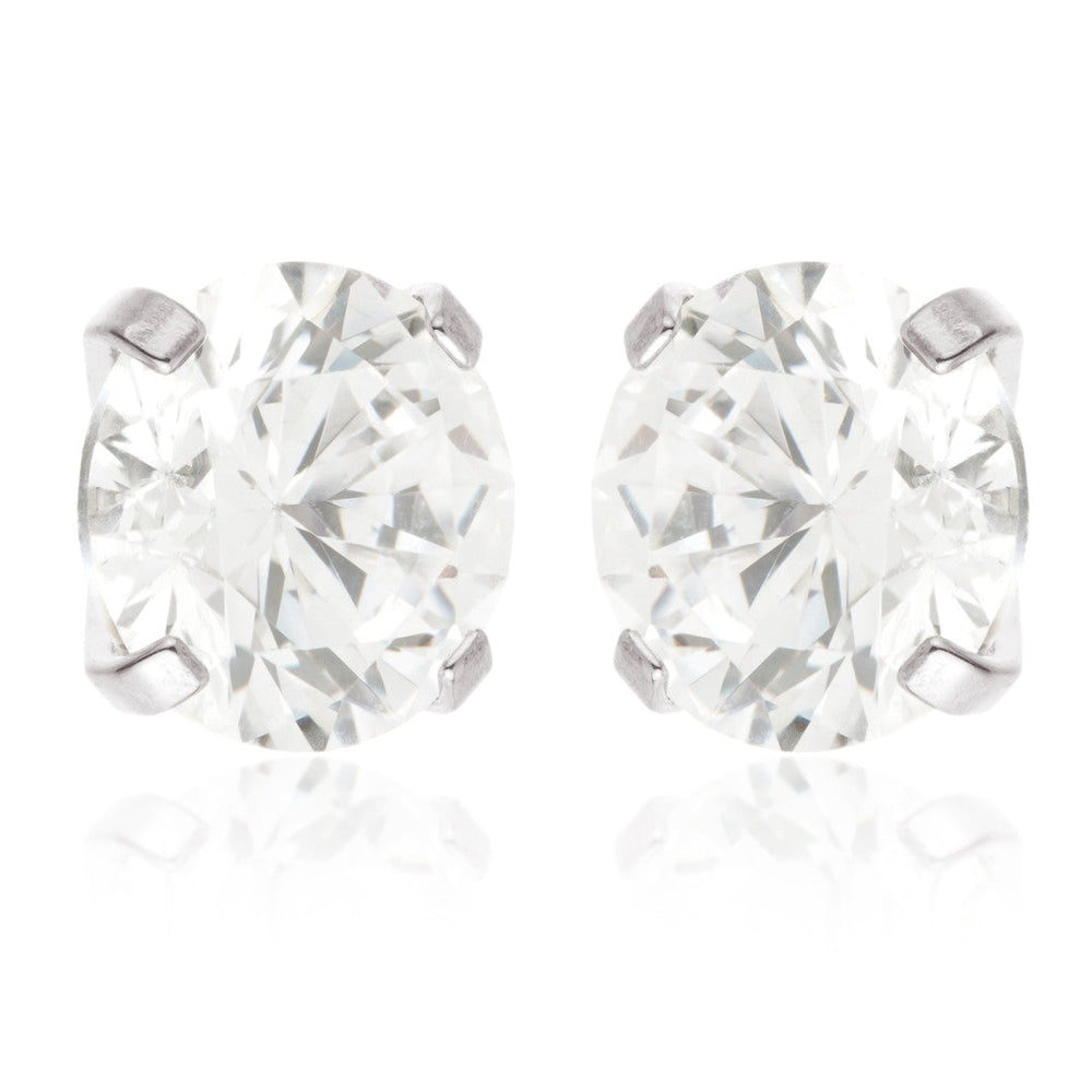 Titanium Prong-Set Jewelled Stud Earrings (Pair)