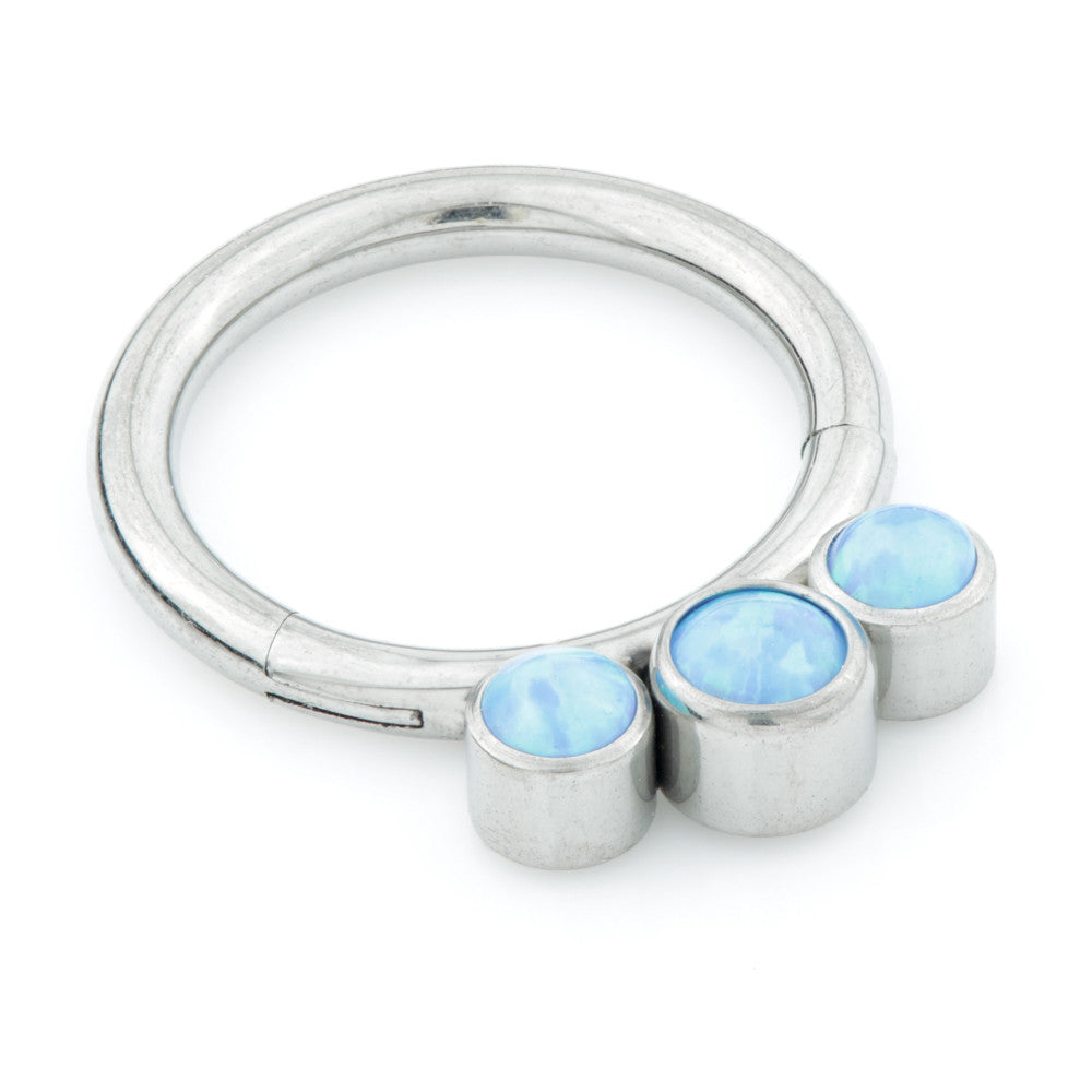 Titanium Tri Opal Hinged Segment Ring