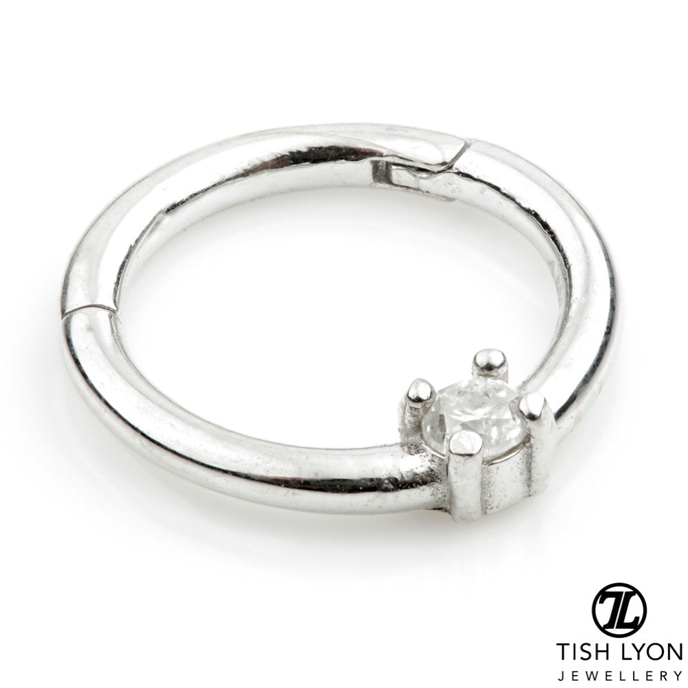 TL - 14ct Gold 2mm Diamond Prong Set Hinge Ring