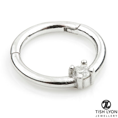 TL - 14ct Gold 2mm Diamond Prong Set Hinge Ring