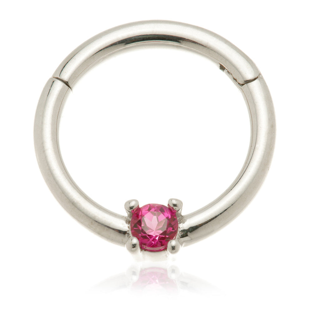 Solid 14ct Gold 2mm Ruby Prong Set Hinge Ring