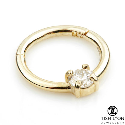 TL - 14ct Gold 3mm Diamond Prong Set Hinge Ring