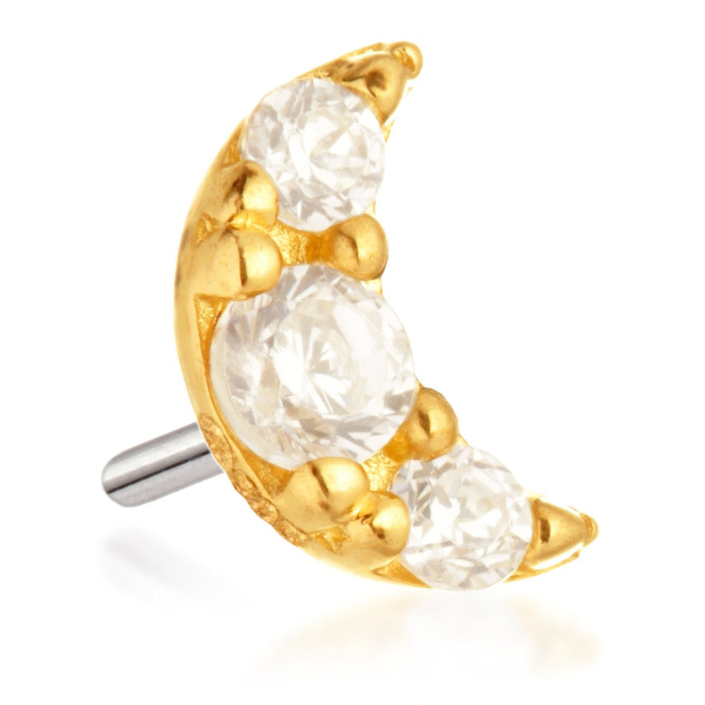 TL - 14ct Threadless Gold Crescent Moon Gem Pin Attachment