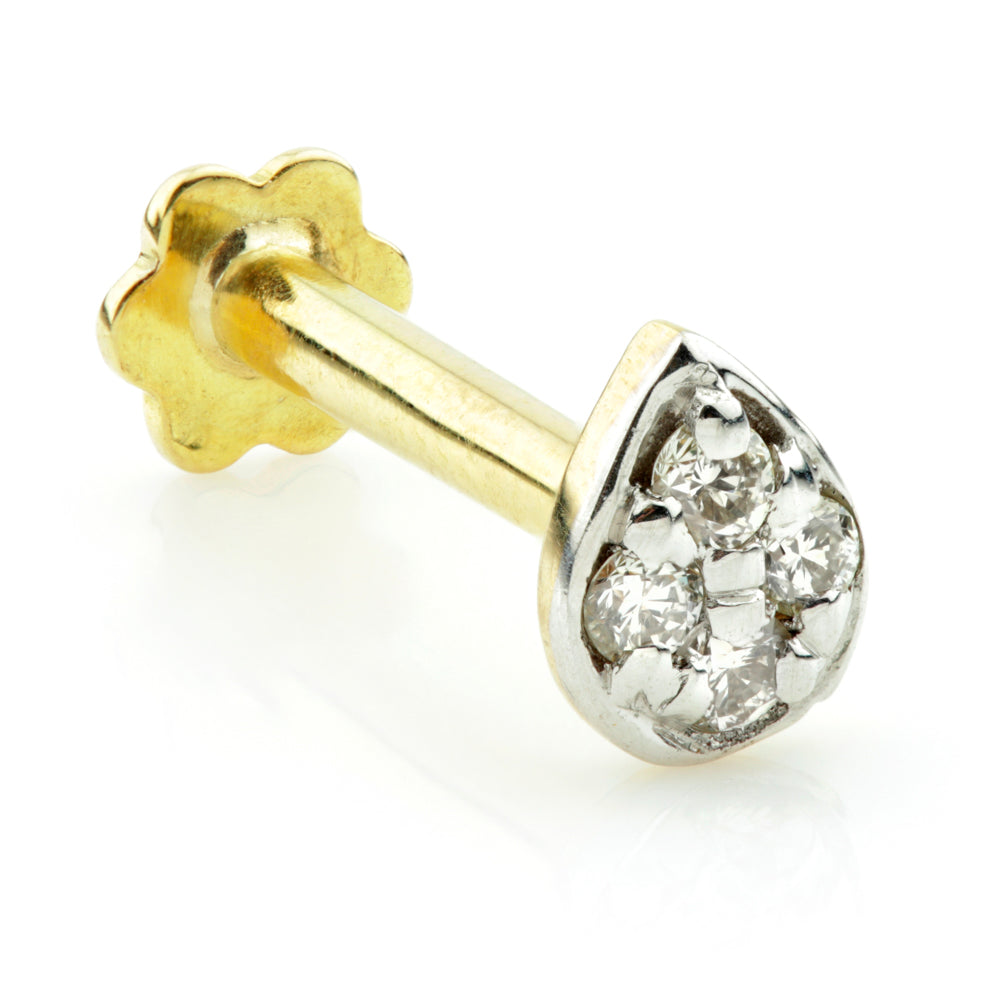 TL - 14ct Gold Diamond Pear Internal Labret