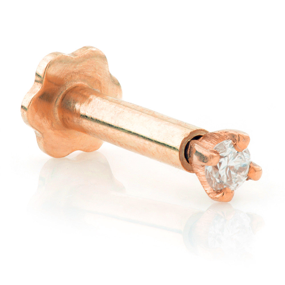 TL - 14ct Gold Diamond Solitaire Internal Labret