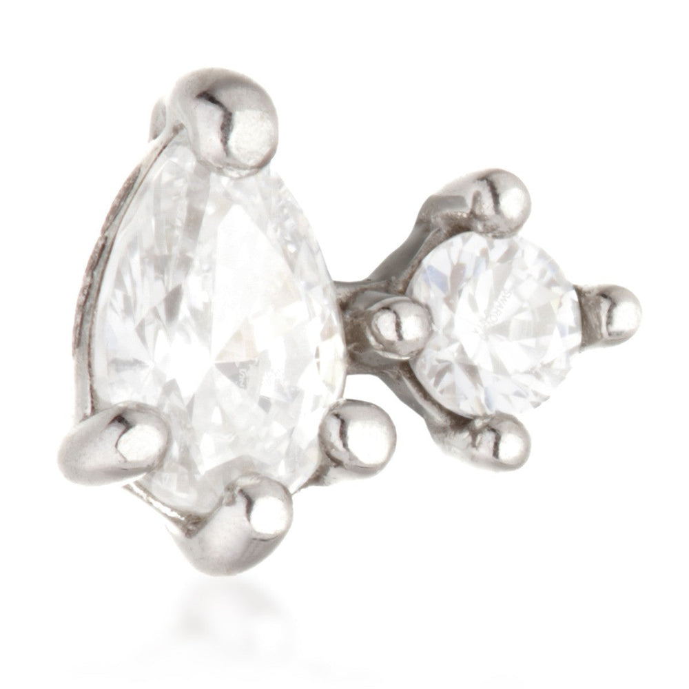 TL - 14ct Threadless Gold Double Gem Pin Attachment