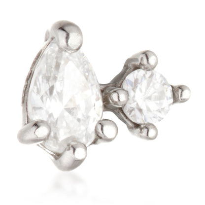 TL - 14ct Threadless Gold Double Gem Pin Attachment