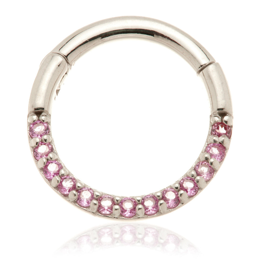 TL - 14ct Gold Flat Pavé Ruby Daith Septum Ring