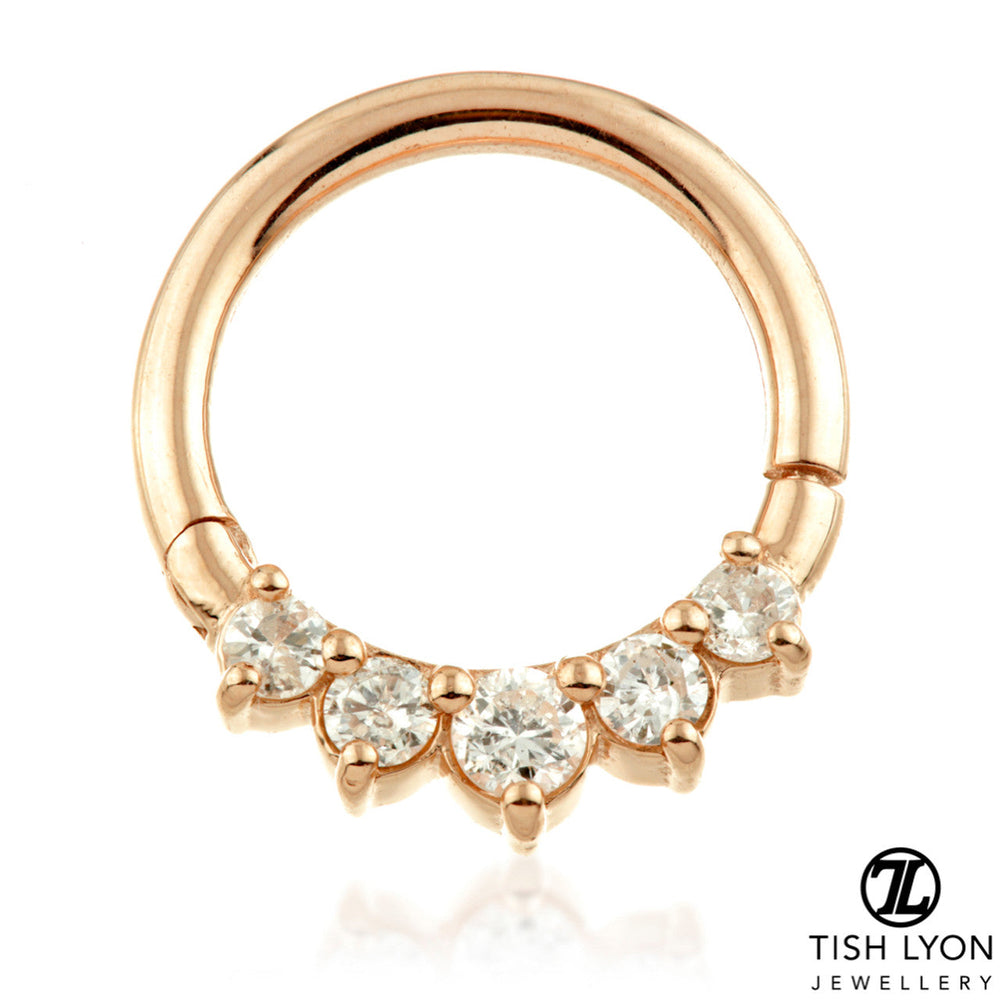 Solid 14ct Gold Front Facing Diamond Hinge Ring
