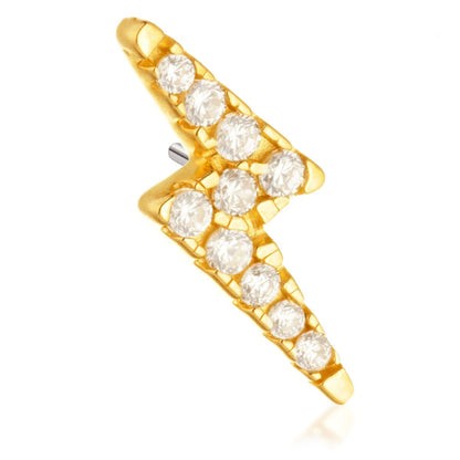 TL - 14ct Threadless Gold Gem Lightning Bolt Pin Attachment