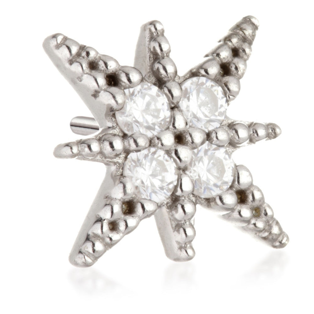 TL - 14ct Threadless Gold Gem North Star Pin Attachment