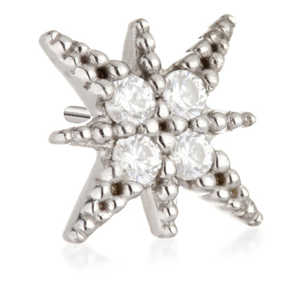 TL - 14ct Threadless Gold Gem North Star Pin Attachment