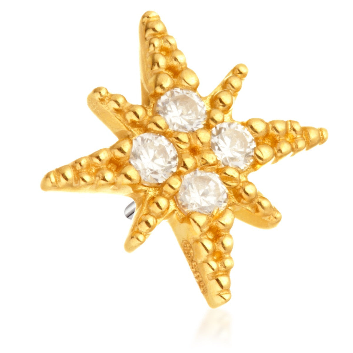 TL - 14ct Threadless Gold Gem North Star Pin Attachment
