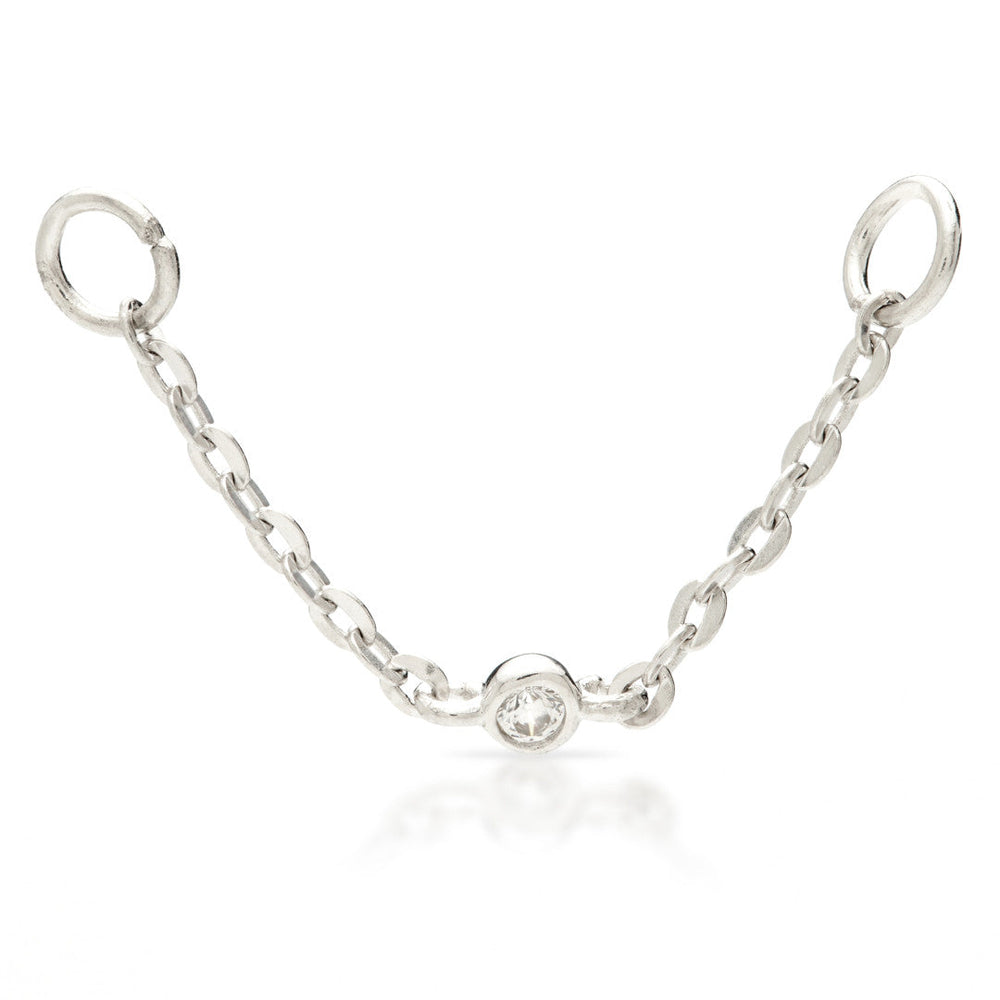 Solid Gold Hanging Chain with Gemstone