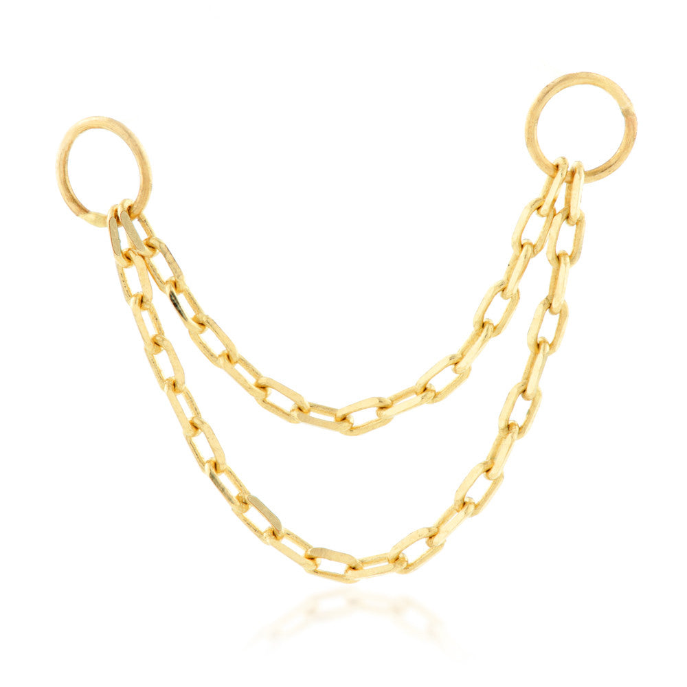 TL - Gold Hanging Double Chain Charm