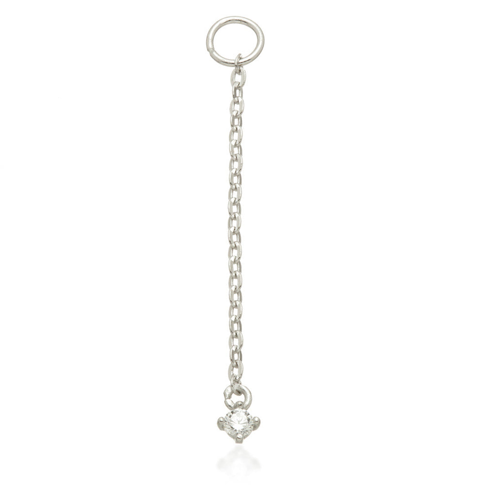 Solid Gold Hanging Gem Chain Charm