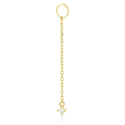 Solid Gold Hanging Gem Chain Charm