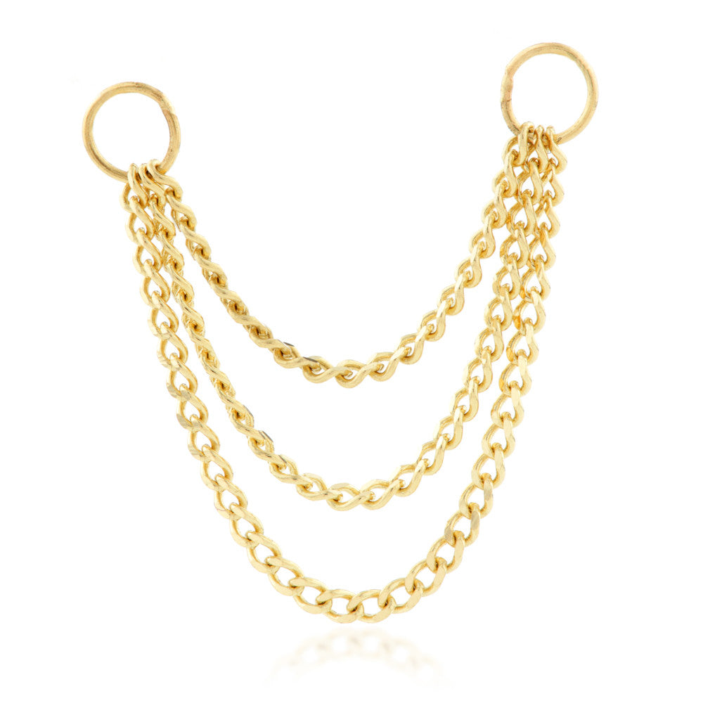 TL - 14ct Gold Hanging Triple Chain Charm