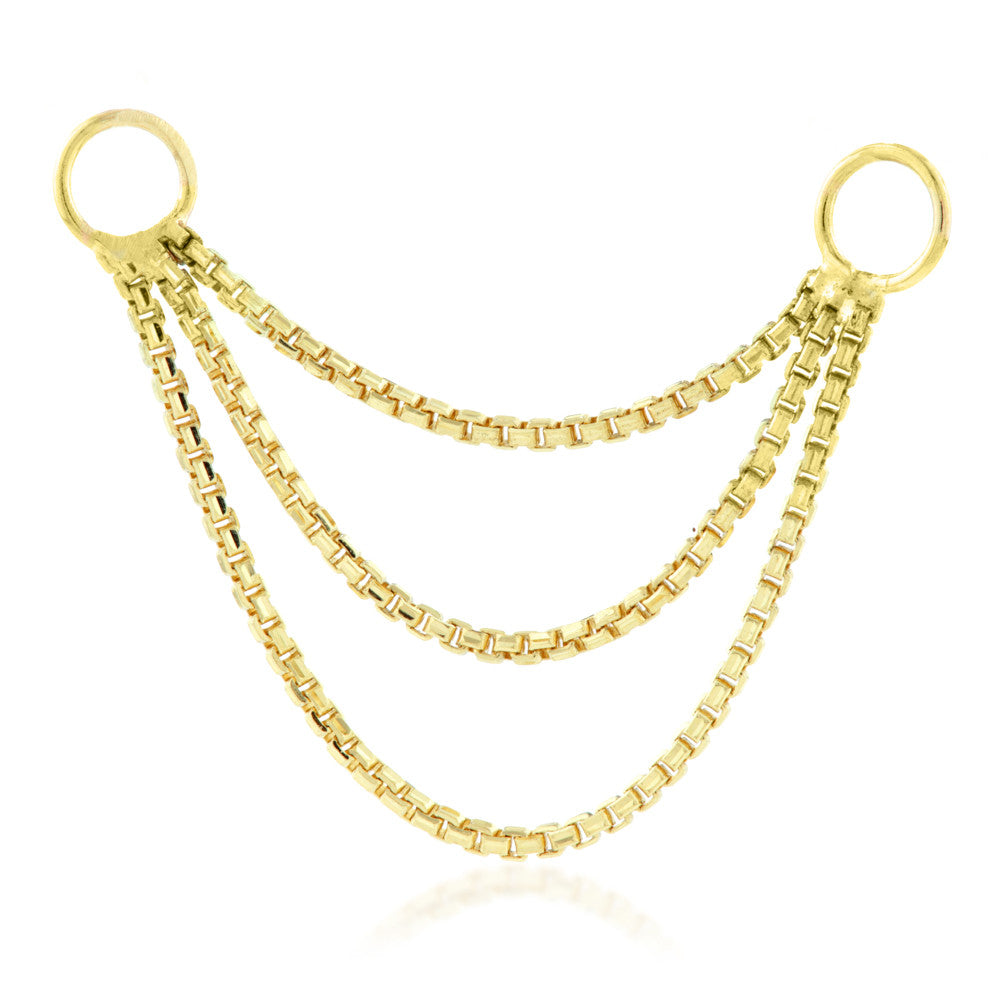 TL - Gold Hanging Triple Chain Charm