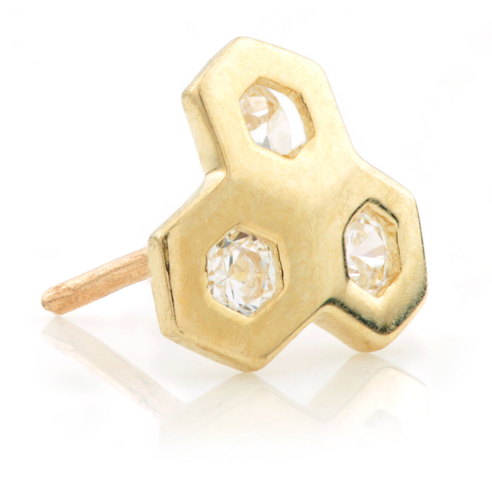 TL - 14ct Gold Honeycomb Gem Threadless Attachment