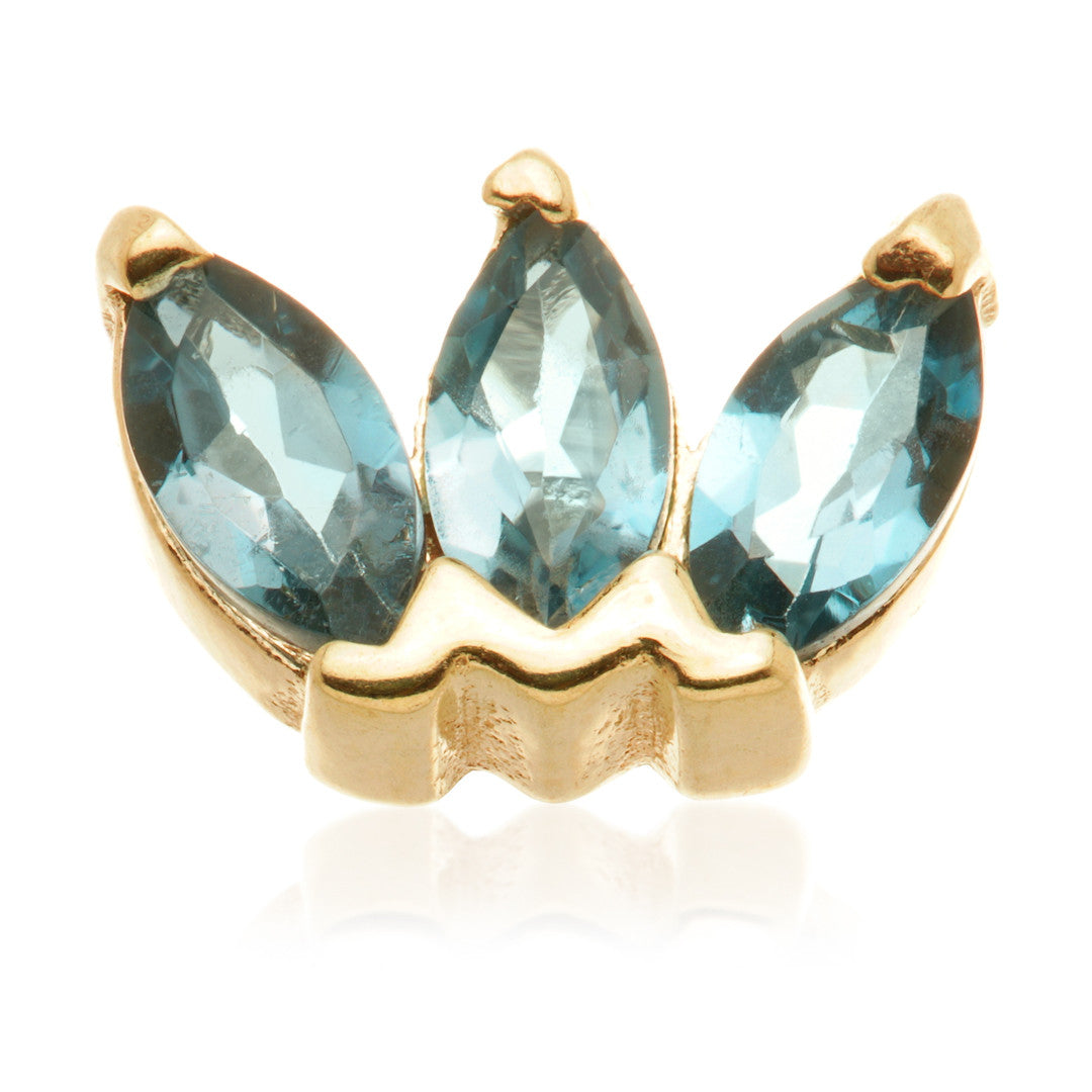 TL - 14ct Internal Gold Triple Marquise London Blue Topaz Attachment