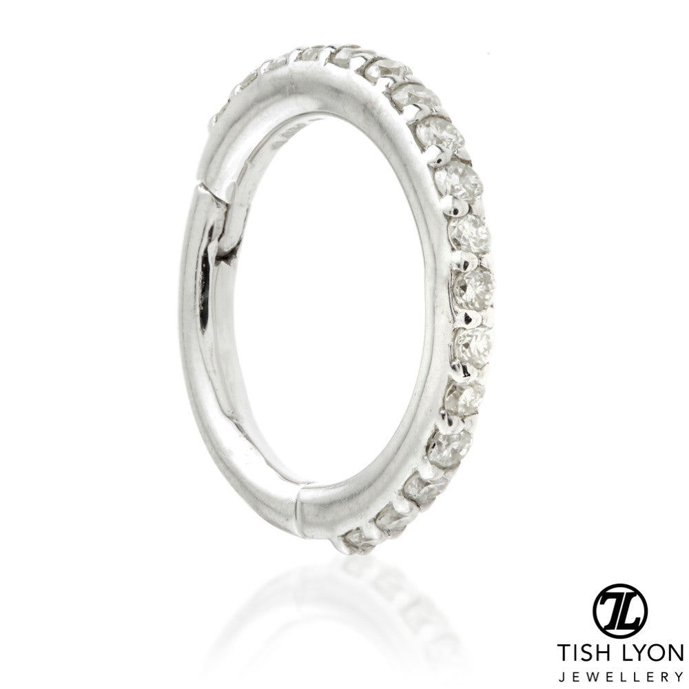 Elvina 14ct Solid Gold Diamond Pave Hoop Earring