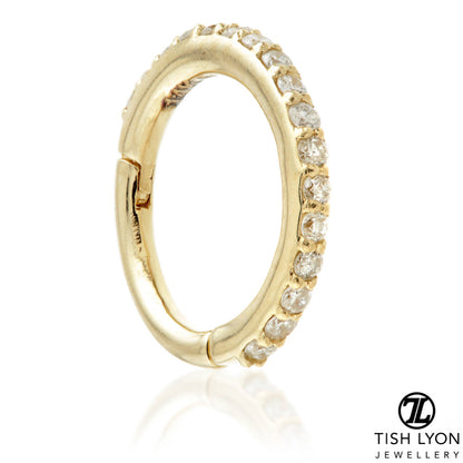 Elvina 14ct Solid Gold Diamond Pave Hoop Earring
