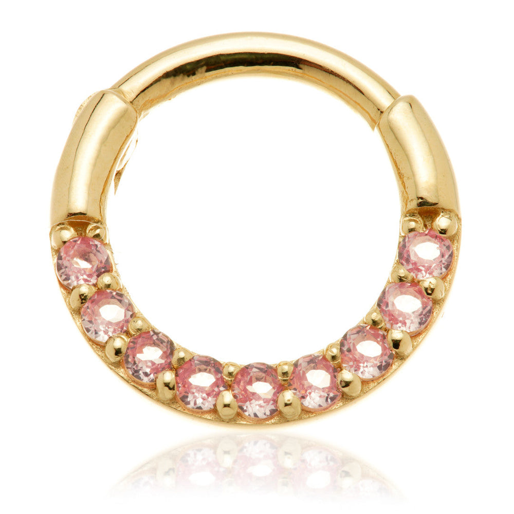 TL - 14ct Gold Pavé Pink Sapphire Daith Septum Ring