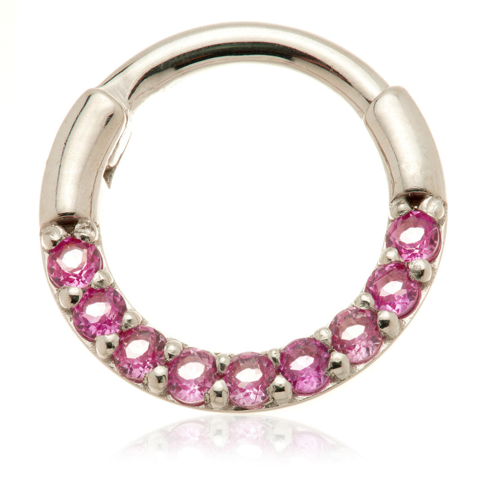 Solid 14ct Gold Pavé Ruby Daith Septum Ring