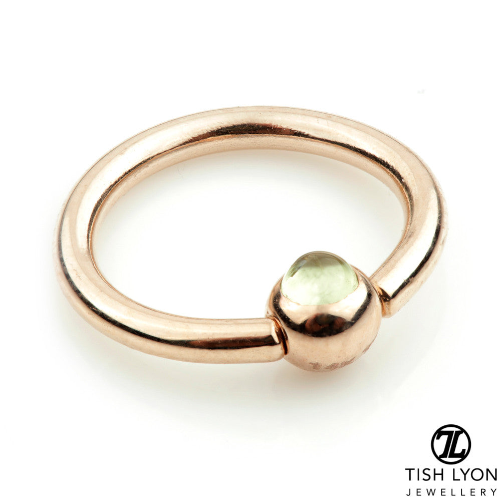 Solid 14ct Gold Peridot Ball Closure Ring