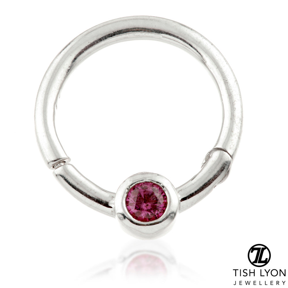 Solid 14ct Gold Rhodolite Hinge Ring