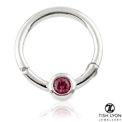 Solid 14ct Gold Rhodolite Hinge Ring